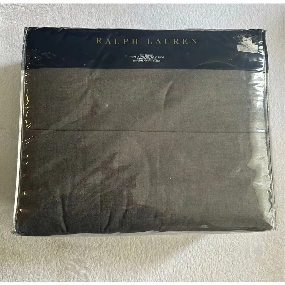 Ralph Lauren Grey Haberdashery One Twin Quilted Coverlet